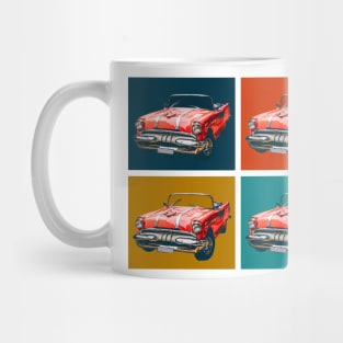 Classic Sixties Era Red Car Collage Vintage Auto Style Wheels Mug